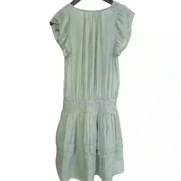 Mustard Seed Mini Dress Size M Pleated Detail Mint Green Woven Casual Boho Silky - Picture 10 of 13